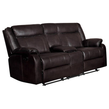 Lexicon Jude Double Glider Reclining Love Seat with Center Console in Brown
