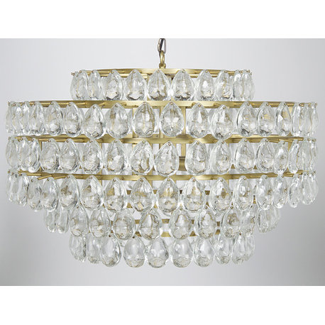 Linden Chandelier, Antique Brass, Metal and Crystal