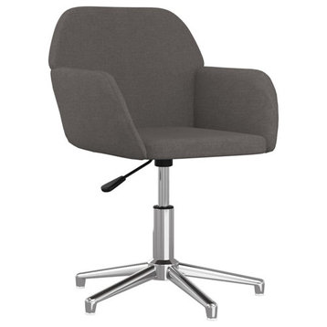vidaXL Office Chair Home Office Chair with Wheels and Arms Dark Gray Fabric