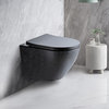 Luxury Round Wall-Mount Toilet Rimless Flushing Ceramic, Black