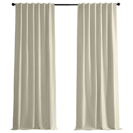 Blackout Vintage FauxDupioni Silk Curtain, Single Panel, Off White, 50"x96"