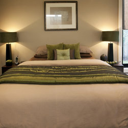 Roller Shade | Contemporary Master Suite | Brown & Green | Modern Furniture - Roller Shades