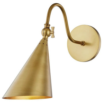 Lupe 1-Light Wall Sconce, Aged Brass