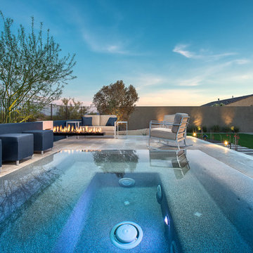 Luxury Pool, Perimeter Overflow Spa and Cantilevered Fire Feature