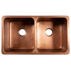Rivera Copper 32" Double Bowl Undermount Kitchen Sink