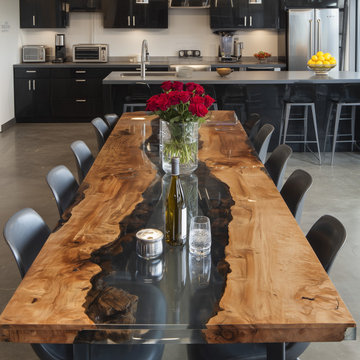 Custom Black Walnut & Translucent Black Epoxy Dining Table