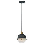 Maxim Lighting - Portside 1-Light Outdoor Pendant - This nautical design features a solid dome of aluminum finished in Oil Rubbed Bronze with solid brass hardware finished in Antique Brass. The Clear prismatic glass diffuser completes the authentic look of this outdoor collection.
