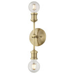 Livex Lighting - Lansdale 2 Light Antique Brass ADA Vanity Sconce - Simplicity and attention to detail are the key elements of the Lansdale collection.  The dimensional form, exposed bulbs and combination of finishes adds a playful mood to a contemporary or urban interior. This two-light sconce design gives a new face to a bedroom, hallway or a bathroom vanity.  It is shown in an antique brass finish.