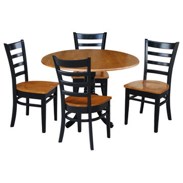 42 in. Dual Drop Leaf Dining Table with 4 Ladderback Chairs