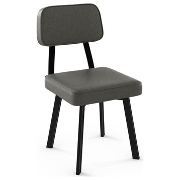 Amisco Clarkson Dining Chair, Grey Faux Leather / Black Metal