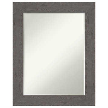Rustic Plank Grey Petite Bevel Bathroom Wall Mirror 23.5 x 29.5 in.