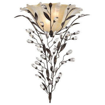 2-Light Sconce In Deep Rust Crystal Crystal Made Of Crystal-Metal - Shabby Chic