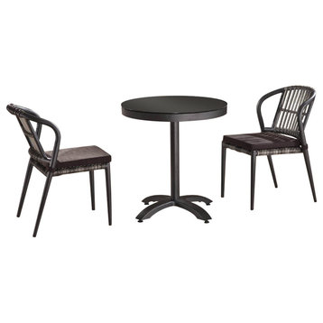 Kitaibela Armless Dining Set For Two With Small Bistro Table