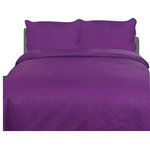Collection - Midnight Vineyard 3-Piece Quilt Set, Purple, Cal King - Sleep soundly and luxuriously with DaDa Bedding's Solid Purple Midnight Vineyard Quilt 3-5 Piece Bedding Set. Add elegance and style to your home with this soft and comfortable coverlet set, bringing relaxation and comfort, all in one. Lay your head on the two matching pillowcases and drift away. Available in three sizes this set will fit in any home. Also accented with light stitched patterns on the quilt for added comfort and texture. Enjoy this beautiful and harmonized purple design bedspread set for a warmer and vibrantly colorful room!