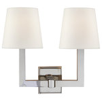 Visual Comfort & Co. - Square Tube Double Sconce in Polished Nickel with Linen Shades - Square Tube Double Sconce in Polished Nickel with Linen Shades