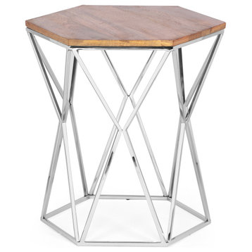Bellion Rustic Glam Handcrafted Mango Wood Side Table
