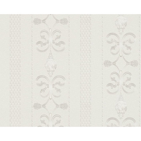 B&W 3, Black and White Look Metallic, White Wallpaper Roll, Modern Wall Decor