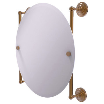 Que New Round Frameless Rail Mounted Mirror, Brushed Bronze