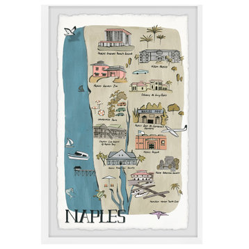 "Illustrated Map of Naples, Florida" Framed Painting Print, 16x24