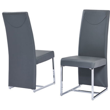 Best Master Furniture Judoc 18" Faux Leather Dining Chair in Gray (Set of 2)