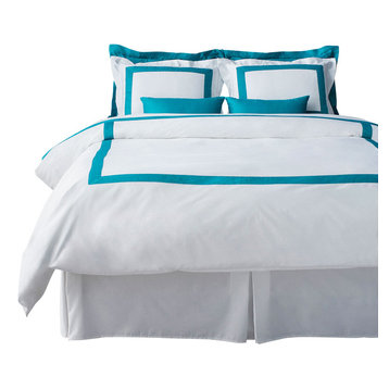 LaCozi Cotton Sateen Modern Hotel Teal Turquoise Duvet Cover Set, Queen
