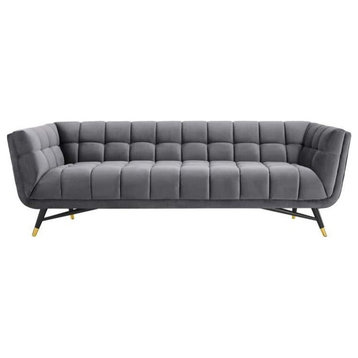 Regard Upholstered Velvet Sofa, Gray