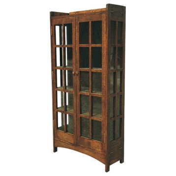 Arts and Crafts Mission Solid Oak China Cabinet