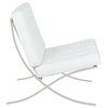 LeisureMod Bellefonte Modern White Leather Tufted Accent Chair