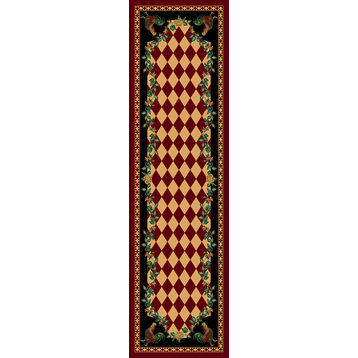 High Country Rooster Rug, Red, 2'x8', Runner