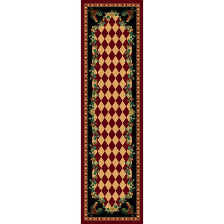 High Country Rooster Rug, Red, 2'x8', Runner