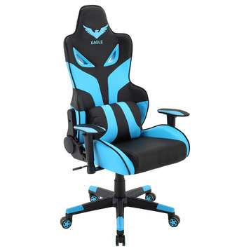 Commando Ergonomic Gaming Chair With Lumbar Support, Black/Electric Blue