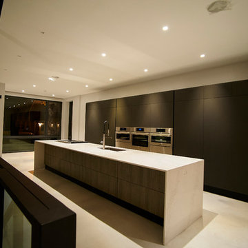 Modern Kitchen with Waterfall Island and Integrated Appliances