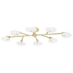 Mitzi Lighting - Mitzi Lighting H428608-AGB Giselle 8 Light Semi Flush in Aged Brass - Shade/Diffuser Color : White Candy Glass
