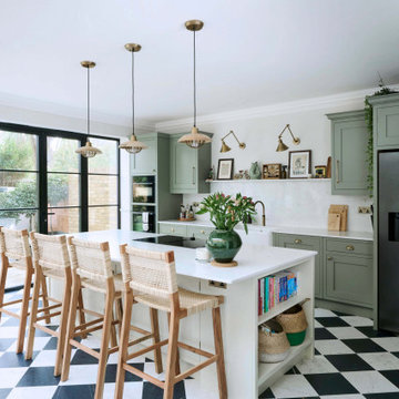 Sage Green Shaker Kitchen in Ealing