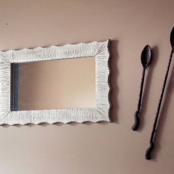 Ipe Spoons, Milk painted Scalloped Mirror
