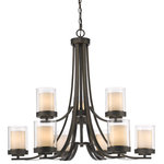 Z-Lite - Z-Lite 426-9-OB Willow - Nine Light Chandelier - Clean, graceful lines of the arms + glass shades dWillow Nine Light Ch Olde Bronze Matte Op *UL Approved: YES Energy Star Qualified: n/a ADA Certified: n/a  *Number of Lights: Lamp: 9-*Wattage:100w Medium bulb(s) *Bulb Included:No *Bulb Type:Medium *Finish Type:Olde Bronze
