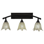 Toltec Lighting - Toltec Lighting 173-BC-1025 Bow - Three Light Bath Bar - Bow 3 Light Bath Bar Shown In Black Copper Finish with 7" Vanilla Leaf Glass.Assembly Required: TRUE