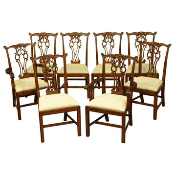 Eight Mahogany Chippendale Dining Chairs by Leighton Hall
