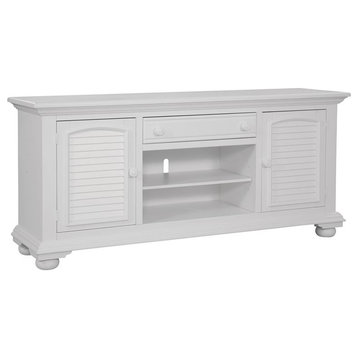 American Woodcrafters Cottage Traditions Eggshell White 72-inch Wood TV Console