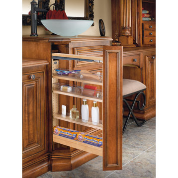Wood Vanity Base Filler Pull Out Organizer for New Cabinets With Soft Close, 3"W