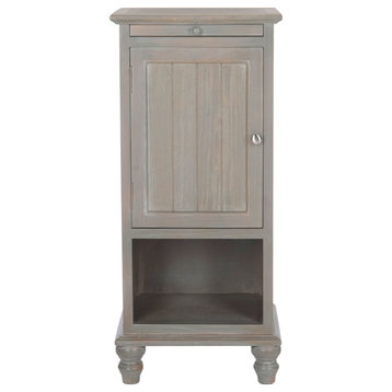 Carl One Cabinet End Table With Pull Out Tray, Ash Gray