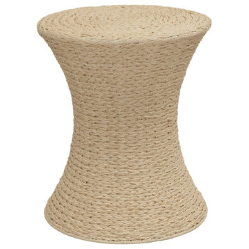 Handwoven Paper Rope Stool With Hourglass Shape