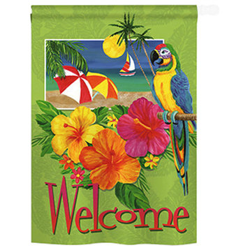 Summer Tropical Welcome 2-Sided Vertical Impression House Flag