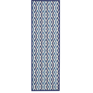 Nourison Grafix Area Rug, White Blue, 2'3"x7'6"