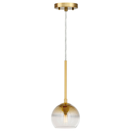 1-LT 6" Ombre Glass Pendant, Soft Gold