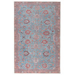 Jaipur Living - Machine Washable Jaipur Living Ravinia Oriental Blue/Pink Area Rug, 9'x12' - The Kindred collection melds the timelessness of vintage designs with modern, livable style. The Ravinia area rug boasts a vivid Oushak pattern in stunning blue, red, and pink tones. This low-pile rug is made of soft polyester and features a one-of-a-kind antique rug digitally printed design.