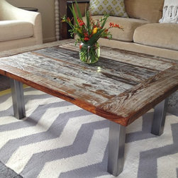 Reclaimed Cypress and Steel Coffee Table - Coffee Tables