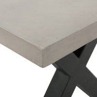 GDF Studio Galatian Outdoor Concrete Dining Table With Black Iron Legs