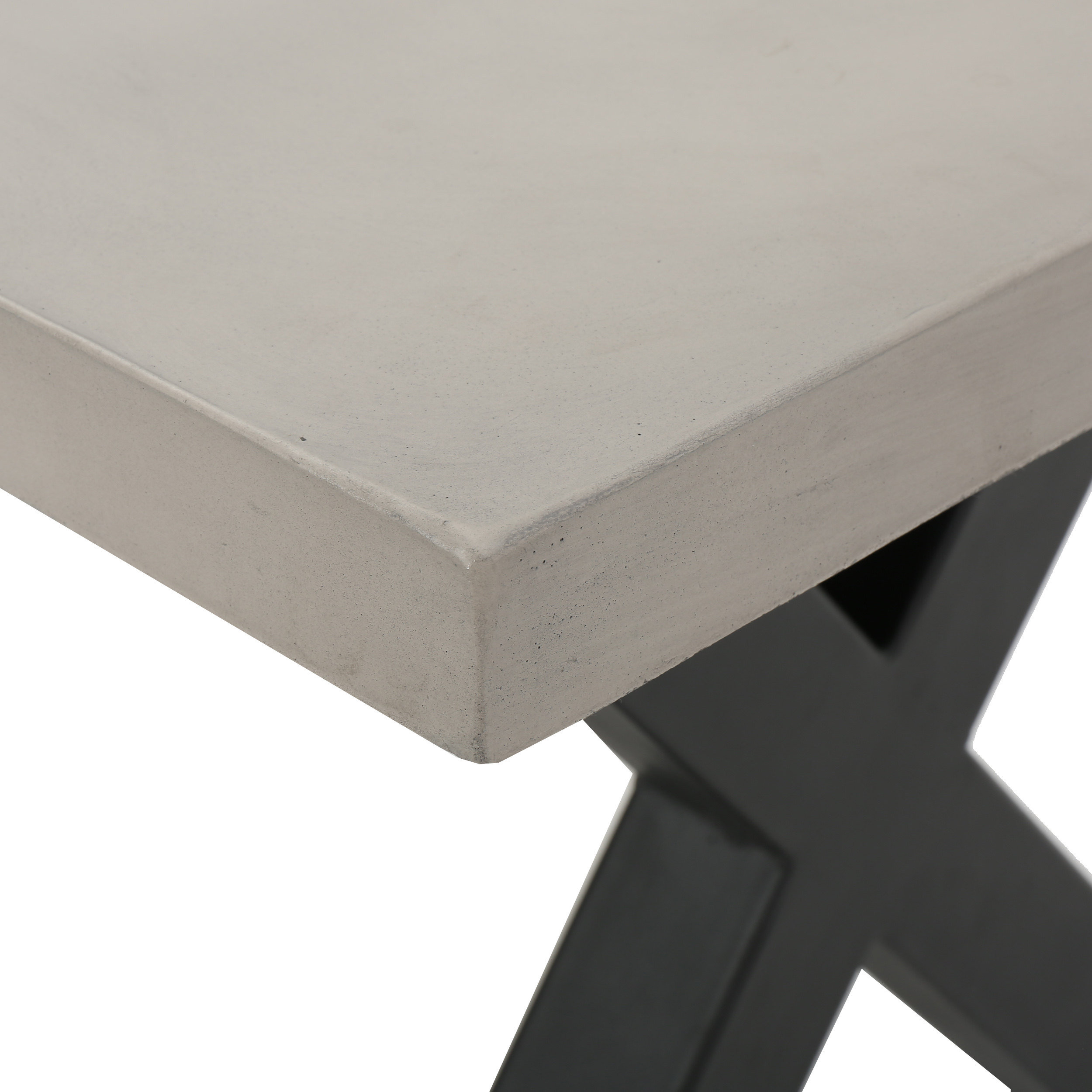 GDF Studio Galatian Outdoor Concrete Dining Table With Black Iron Legs