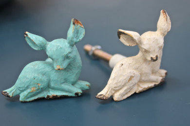 Blue and white deer knobs